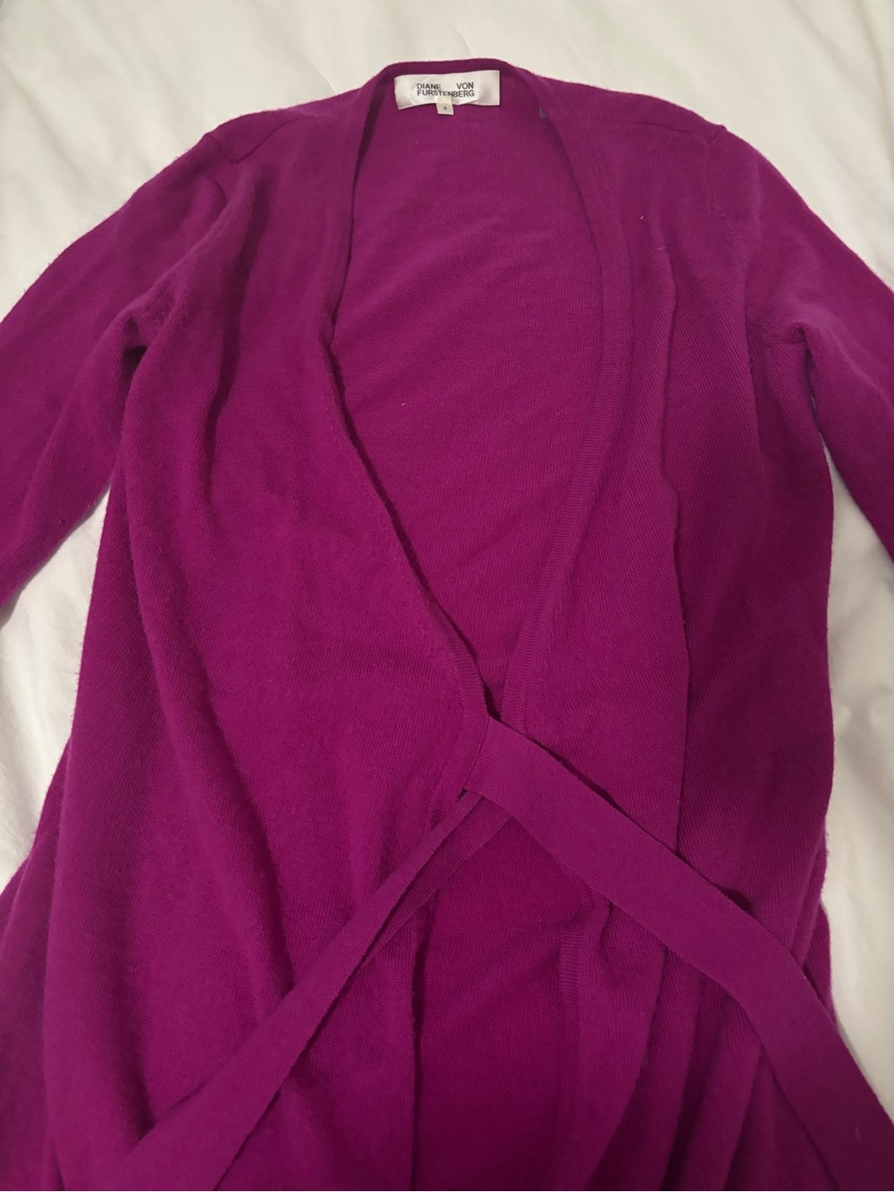 Diane Von Furstenberg Magenta Knit Wrap Cardigan